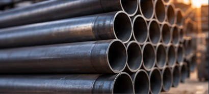 Steel products at an industrial facility
